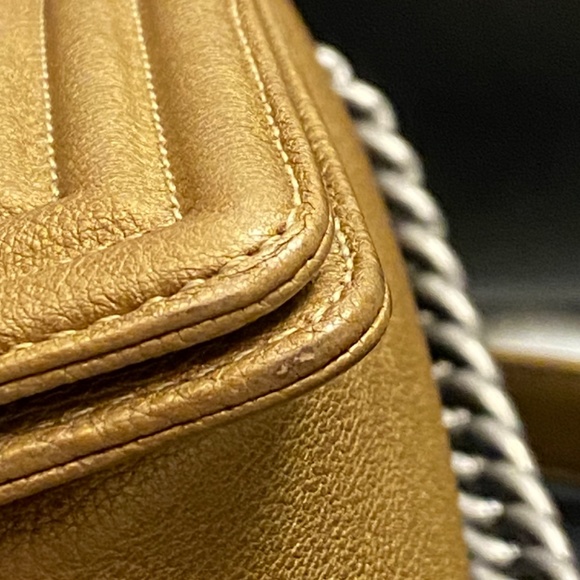 Authentic Chanel calfskin old medium boy in tan color - Picture 3 of 16